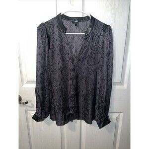 PAIGE Adeli Top, Dark Night Long Sleeve Size Small, Faux‎ Leather Accents.